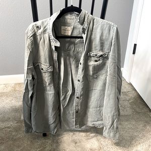 Green American Eagle Button Up